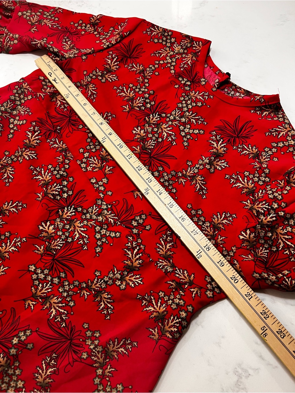Red Floral Long-Sleeve Midi Dress homemade - Picture 7 of 10